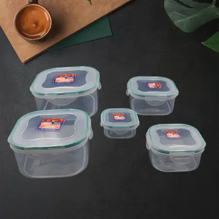 sXmO6iThqmlEVXVZaIGgTiQX09u7DeGXI9MqIiI1.webp Kitchen Containers Set, Fridge Storage Boxes, Plastic Containers for Kitchen Organizer, Kitchen Accessories Items for Storage Organizer, Snap-Seal (lunch box/storage organizer) (5 Ps Set).