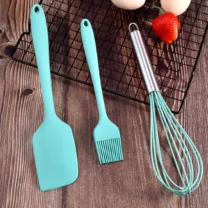 Silicone Spatula Set for Kitchen, Non-Stick Pan Cooking Spatula Whisk Brush with Steel Handle, Silicone Kitchen Tools Set ( default, Standard )