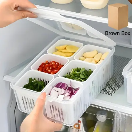 t9T7AUIsTHSR2JCCFWKKAux0fhe6emy3YbLys8AM.webp Fridge Storage Boxes Freezer Storage Containers, Container for Kitchen Storage Set, Storage in Kitchen, Vegetable Storage, Draining Crisper Refrigerator Food Box (1 Pc) ( default, Standard ).