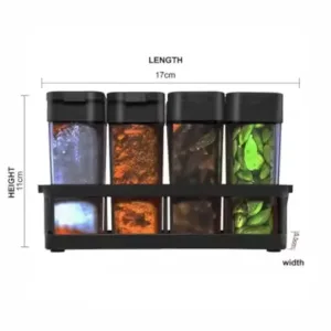 Kitchen 8 Pcs Airtight Rasoi Box Spice Storage Jar Set (Black) ( default, OS )