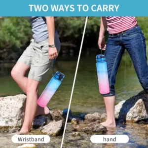 Motivational Water Bottle with Straw & Time Marker, Portable Gym Water Bottle (1 L), Leakproof Reusable, Special Design for Your Sports Activity, Hiking, Camping ( default, Standard ).