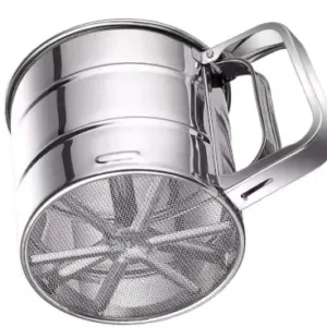 Stainless Steel Flour Sifter for Baking Double Layer Fine Mesh Baking Sieve with One Hand Press Handle for Sifting Flour Sugar Cocoa Powder (Pack of 1) ( default, OS )