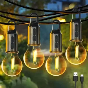 Rechargeable Camping Lights, Waterproof LED Tent Lights with USB Cable, 3 Modes Hanging Camping Lantern, Hanging Lamp for Hiking, Emergency, Camping, Household, Car Repairing(1PCS) ( default,