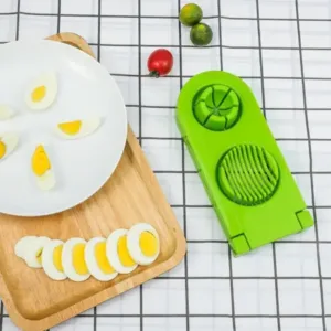 2 in 1 Double Cut Boiled Egg cutter with stainless steel wire for easy slicing of boiled eggs. ( default, Standard ).