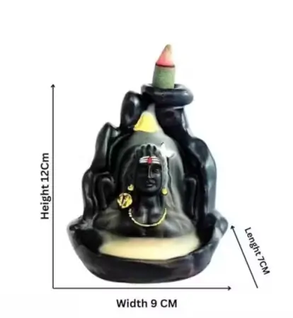 z8Dv6ud8gA4zmxbc39CrvbMSECo4JCgYHo5lABLf.webp Handcrafted Lord Adiyogi Mahadev Shiv Shankara Backflow Cone Incense Holder – Decorative Resin Showpiece with 21 Free Scented Cones (Black). ( default, Free Size )